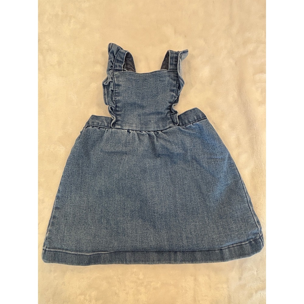 Carters Baby Girls Blue Denim Ruffle Pinafore Jumper Dress 9M 11600510
